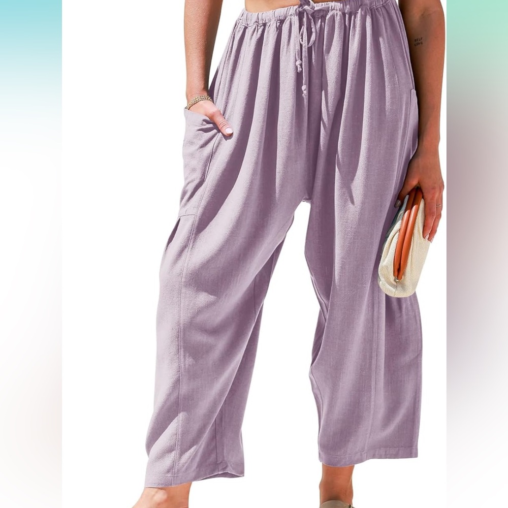 Tarse Women’s Linen Wide Leg Palazzo Harem Pants Size S